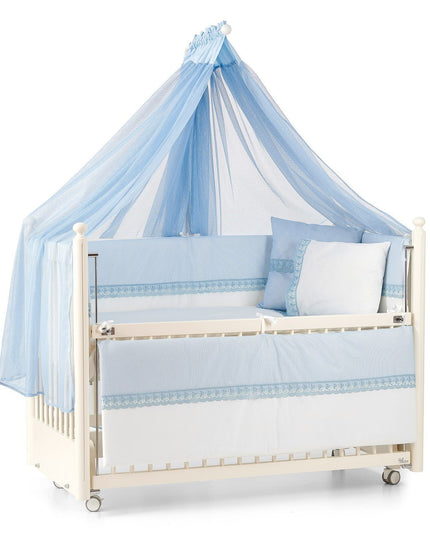 Mondo Anne Yanı Ahşap Sallanır Beşik 60x120 cm (krem-mavi)