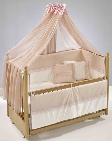 Mondo Anne Yanı Ahşap Sallanır Beşik 60x120 cm (naturel-pembe)