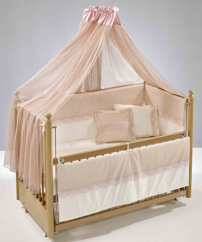 Mondo Anne Yanı Ahşap Sallanır Beşik 60x120 cm (naturel-pembe)