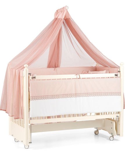 Mondo Anne Yanı Ahşap Sallanır Beşik 60x120 cm (krem-pembe)