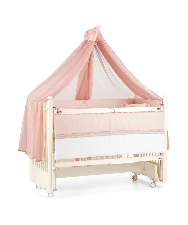Mondo Anne Yanı Ahşap Sallanır Beşik 60x120 cm (krem-pembe)