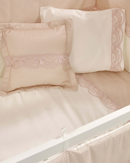 Mondo Anne Yanı Ahşap Sallanır Beşik 60x120 cm (beyaz-pembe)