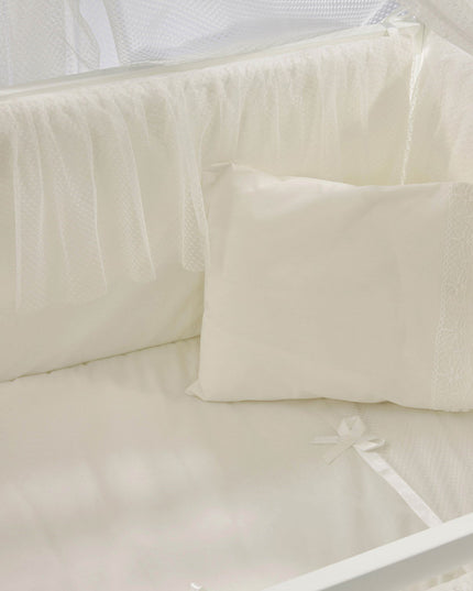 Mondo Anne Yanı Ahşap Sallanır Beşik 60x120 cm (beyaz-ekru)