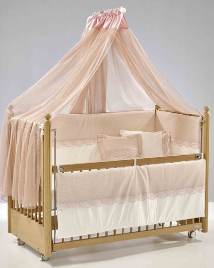 Mondo Anne Yanı Ahşap Sallanır Beşik 60x120 cm (naturel-pembe)