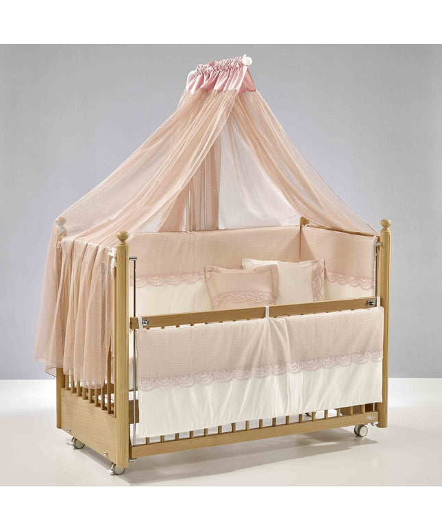 Mondo Anne Yanı Ahşap Sallanır Beşik 60x120 cm (naturel-pembe)