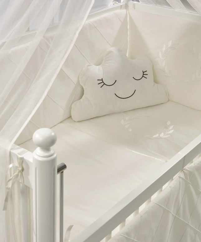 Motto Ekru Nakışlı Pamuklu Bebek Uyku Seti 60x120 cm