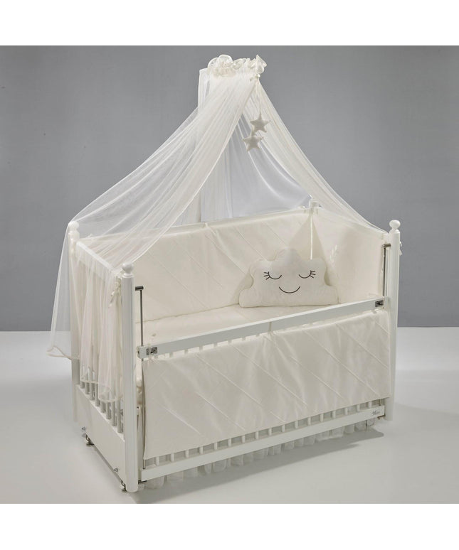 Motto Ekru Nakışlı Pamuklu Bebek Uyku Seti 60x120 cm