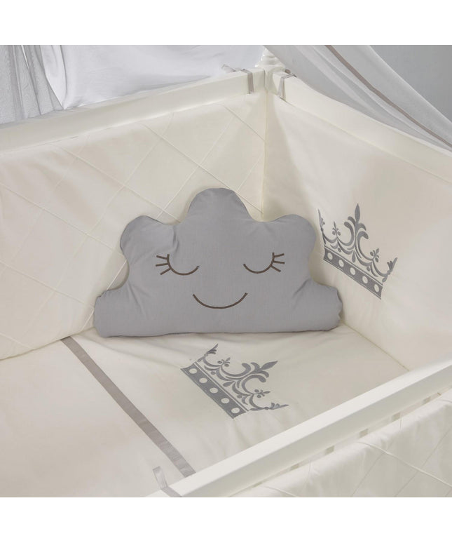 Motto Gri Nakışlı Pamuklu Bebek Uyku Seti 60x120 cm