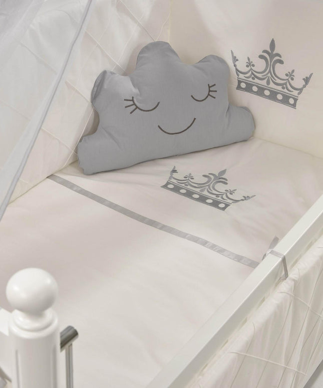 Motto Gri Nakışlı Pamuklu Bebek Uyku Seti 60x120 cm