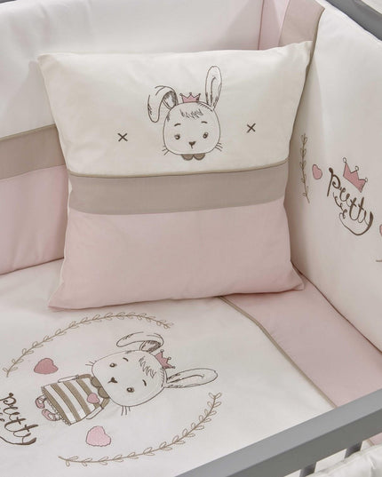 Pretty Pembe Nakışlı Pamuklu Bebek Uyku Seti 60x120 cm