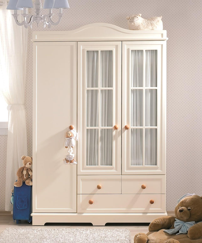 Classy Krem Üç Kapılı Camlı Dolap